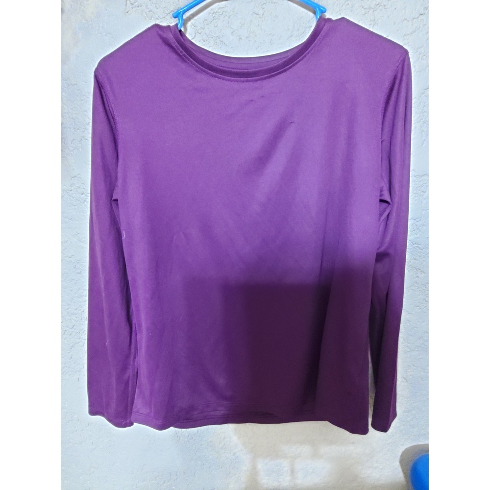 Athletic Works Womens XS Burgundy Long Sleeve Active T-Shirt Crewneck Top